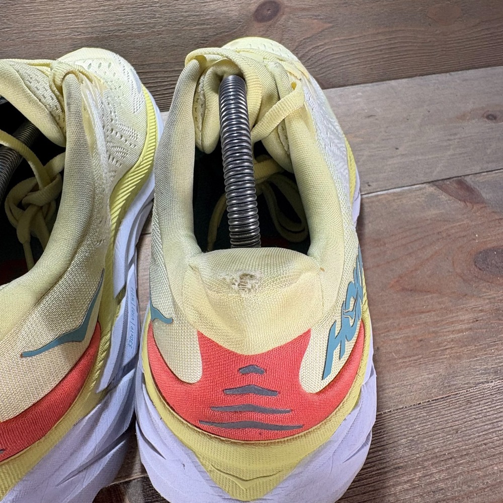 Hoka Clifton 8 Womens size 11 shoes Yellow Mesh Lace Up Cushioned running shoes - Picture 8 of 11